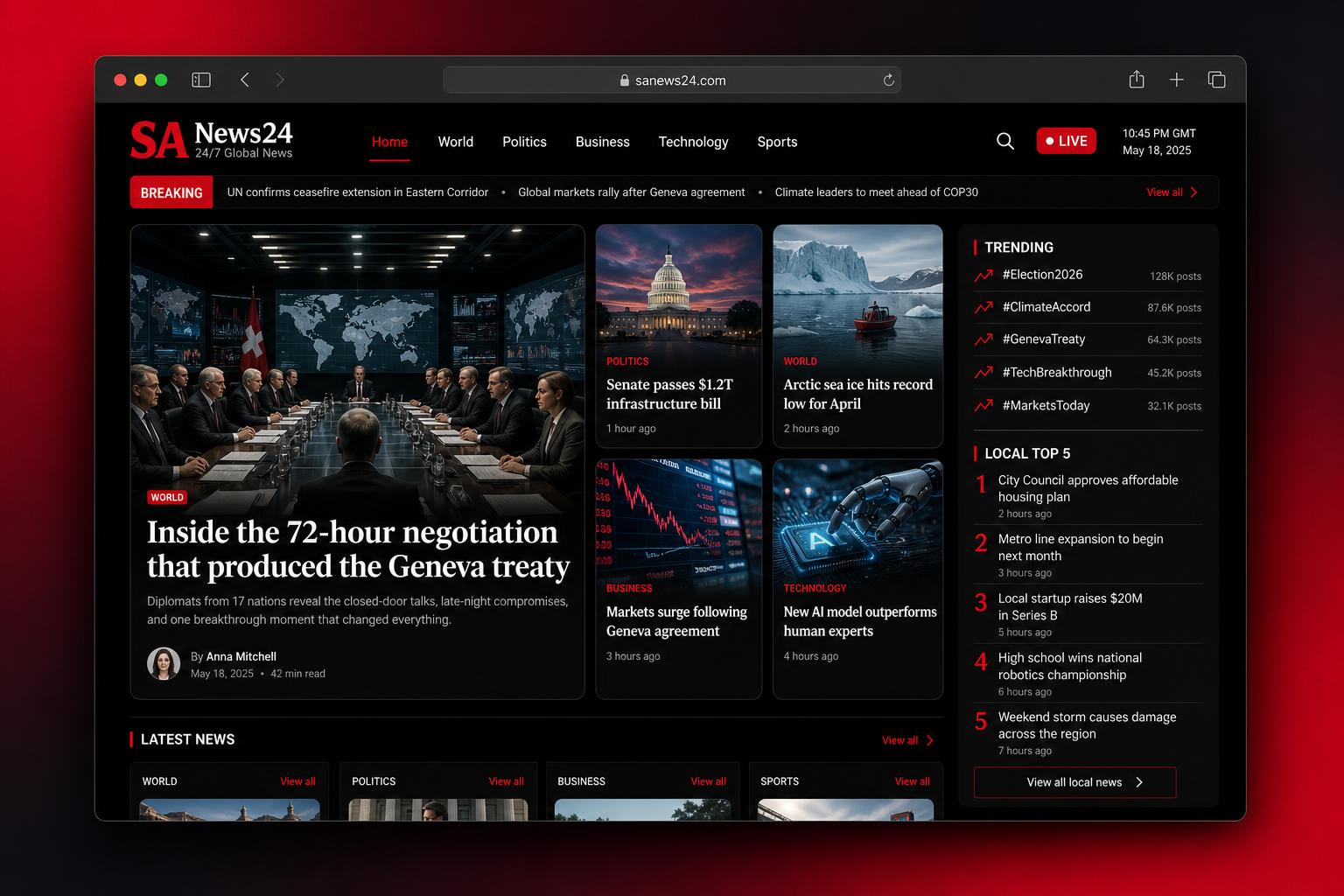 SANews24 — Real-Time Global News Platform